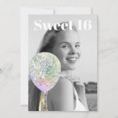 *~* FOTO Sweet 16 Birthday Rainbow Ballon AP29 Einladung (Vorderseite)