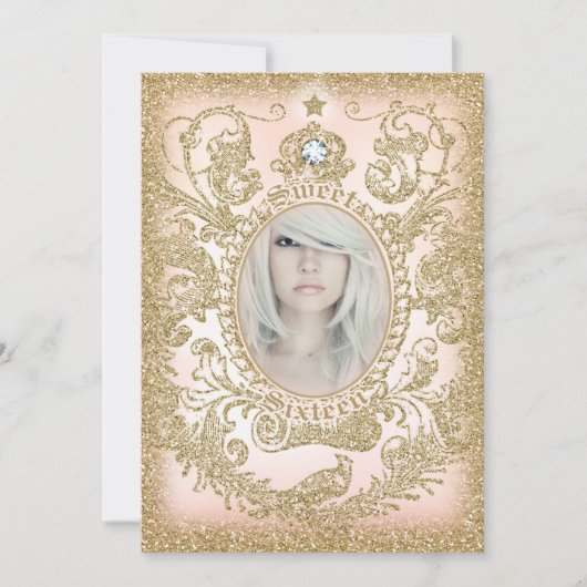 Foto Sweet 16 einmal auf einer Zeitdruckerin Einladung (Vorderseite)