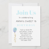 *~* FOTO Sweet 16 Rainbow Ballon AP29 Geburtstag Einladung (Rückseite)