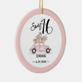 Foto Sweet 16 Rose Pink Wasserfarbe Name Keramik Ornament (Rechts)