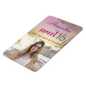 Foto Sweet 16 Save the Date Tropical Palm Tree Magnet (Linke Seite)
