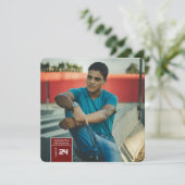 Foto Tab Abschluss Maroon Party Einladung Card (Stehend Vorderseite)