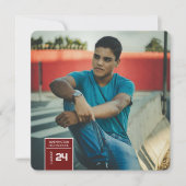 Foto Tab Abschluss Maroon Party Einladung Card (Vorderseite)