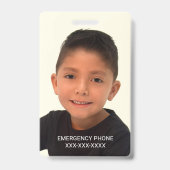 Foto-Tag des Kindes Persönliches Abzeichen Ausweis (Rückseite)