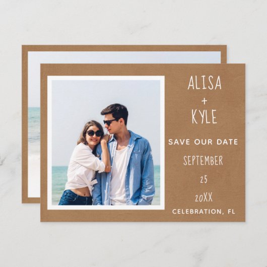 Foto Tan Modern Save the Date (Vorne/Hinten)