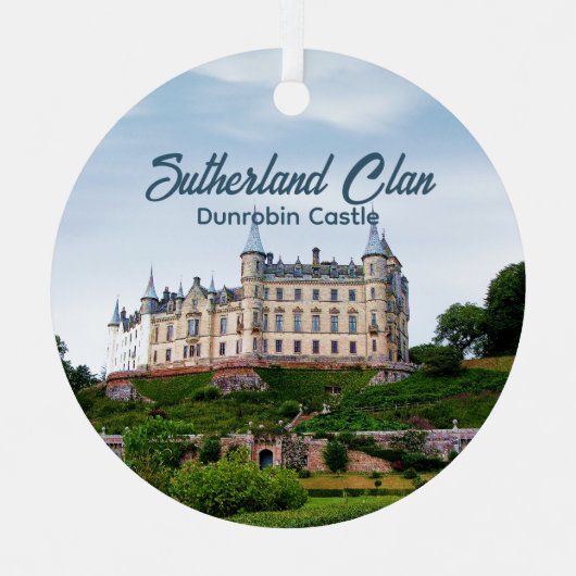 Foto Tartan Scottish Sutherland Clan Castle Ornament Aus Metall (Vorderseite)