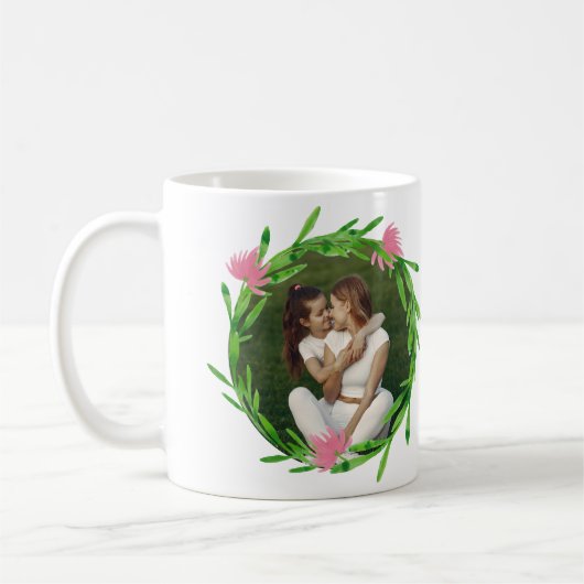 Foto-Tasse mit Blumenrahmen Kaffeetasse (Links)