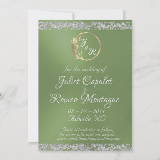 Foto, Tauben, Silberherz und Glitzer - Fläche Save The Date (Rückseite)