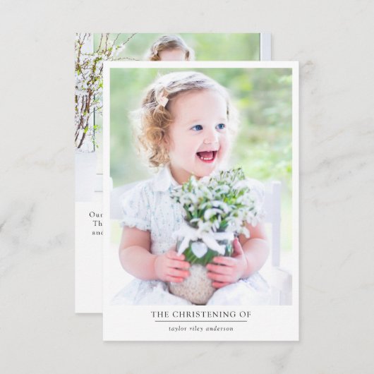 Foto Taufe Christening Dankeskarte (Vorne/Hinten)