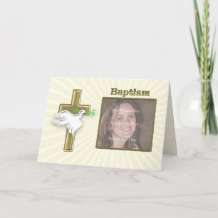 Foto Taufe mit goldenem Kreuz Einladung
