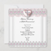 Foto Taufe Rosa Silberner Herzkreuz Perlmuttwein Einladung (Rückseite)