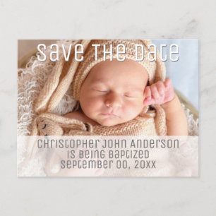 Foto Taufe Save the Date minimalistisch schlichte  Ankündigungspostkarte