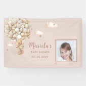 Foto Teddy Bärenballons Babydusche Personalisiert Banner (Horizontal)