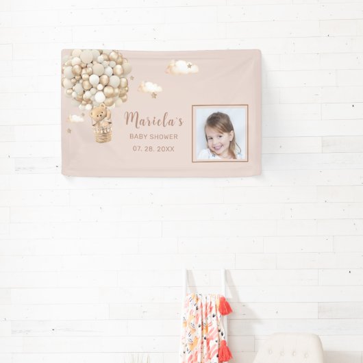 Foto Teddy Bärenballons Babydusche Personalisiert Banner (InSitu)