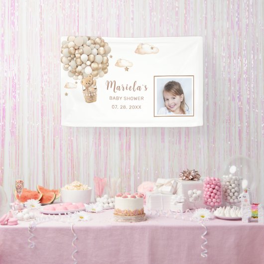 Foto Teddy Bärenballons Babydusche Personalisiert Banner (Party)