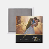 Foto Template - Bride & Groom Wedding Keepake Magnet (Vorderseite/Rückseite)