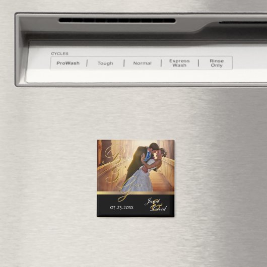 Foto Template - Bride & Groom Wedding Keepake Magnet (In Situ (Geschirrspüler))