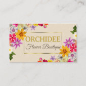 Foto Template Elegante Wildblumen Gold Creme Chic Visitenkarte (Vorderseite)