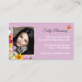 Foto Template Elegante Wildblumen Gold Lavendel Visitenkarte (Rückseite)