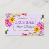 Foto Template Elegante Wildblumen Gold Lilac Chic Visitenkarte (Vorderseite)