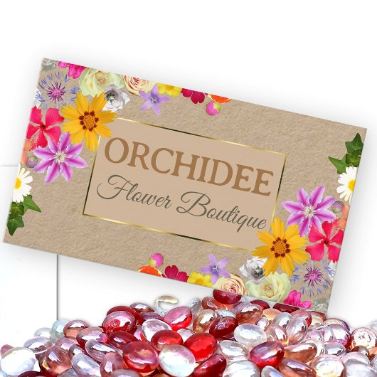 Foto Template Elegante Wildblumen Kraftpapier Visitenkarte