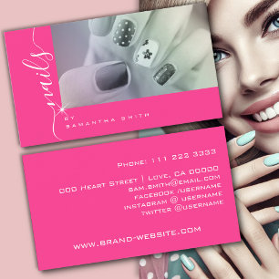 Foto Template Girly Pink Eleganter Schriftart Visitenkarte