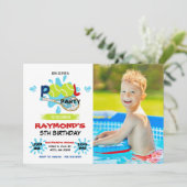 Foto Tennis Pool Party Geburtstag Einladung (Stehend Vorderseite)