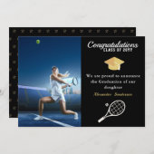 Foto Tennisspieler Black Gold White Abschluss Ankündigung (Vorne/Hinten)