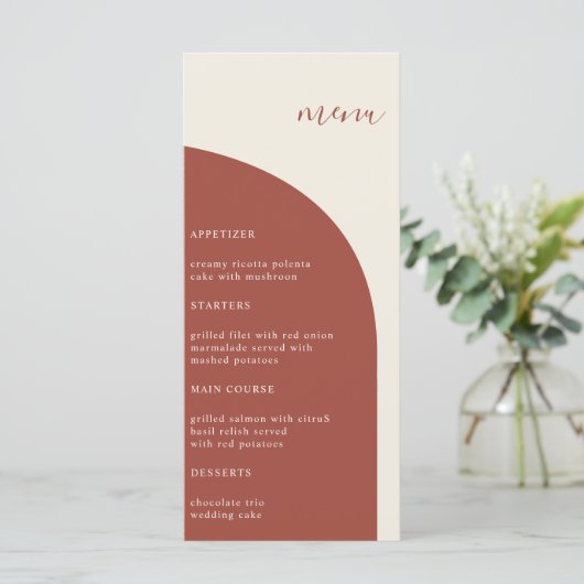 Foto Terracotta Arch Modernes Menü für Hochzeiten (Stehend Vorderseite)