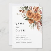 Foto Terrakotta Boho Rose Florale Hochzeit Save The Date (Vorderseite)