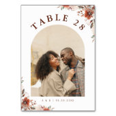 Foto Text Boho Fall Minimalistisch Hochzeit Tischnummer (Vorderseite)