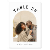 Foto Text Boho Minimal Minimalistische Hochzeit Tischnummer (Vorderseite)