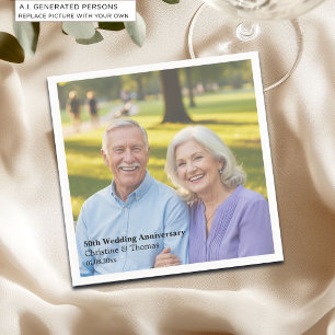 Foto-Text-Overlay zum 50. Hochzeitstag hinzufügen  Serviette