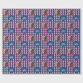 Foto Text Rot Blau Weiß 4. Juli Streifen Geschenkpapier (Flach)