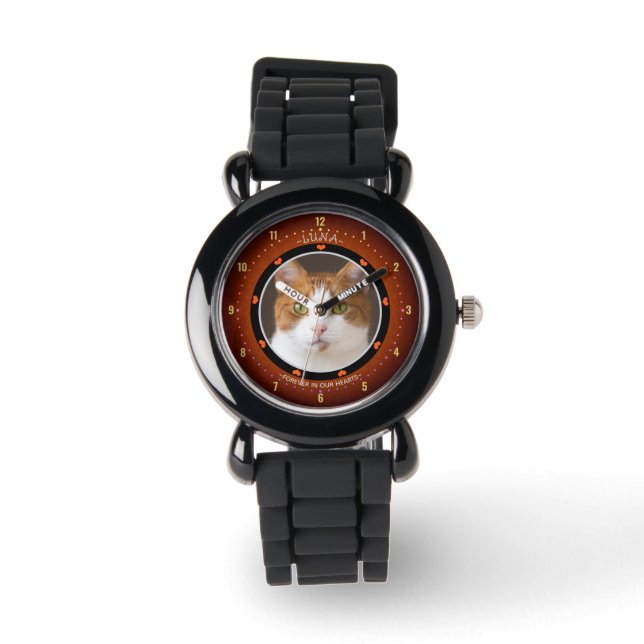 Foto-Tiergedenken, Katzen-Tribut Armbanduhr (Vorderseite)