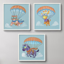 Foto Tile Parachute Zoo