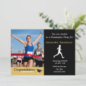 Foto Track Läufer gratulieren Graduierte Party Einladung (Stehend Vorderseite)