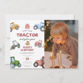 Foto Traktor 1. Geburtstag Einladung (Vorderseite)