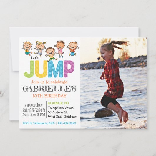 Foto Trampolin Party Einladung (Vorderseite)