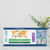 Foto Travel Boarding Pass Mexiko Save the Date Einladung (Stehend Vorderseite)