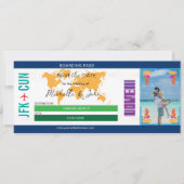 Foto Travel Boarding Pass Mexiko Save the Date Einladung (Vorderseite)