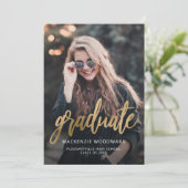 Foto Trendy Gold Script Abschluss Ankündigung (Stehend Vorderseite)