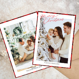 Foto Trendy Minimalistisch Kariert Gingham Xmas Ba Feiertagskarte