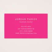 Foto trendy Mode Modell Hot-Rosa Visitenkarte (Rückseite)