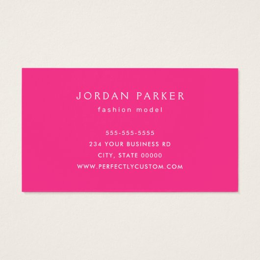 Foto trendy Mode Modell Hot-Rosa Visitenkarte (Rückseite)