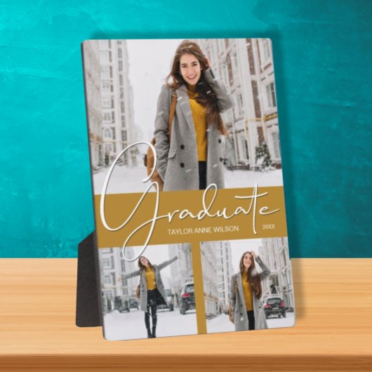 Foto Trio Collage auf Gold Abschluss Fotoplatte