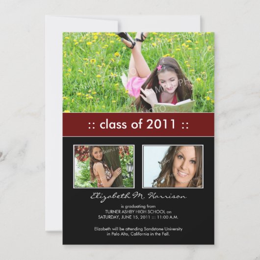 Foto Trio Custom Abschluss Ankündigung (Märchen) (Vorderseite)