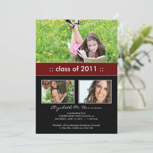 Foto Trio Custom Abschluss Ankündigung (Märchen) (Stehend Vorderseite)