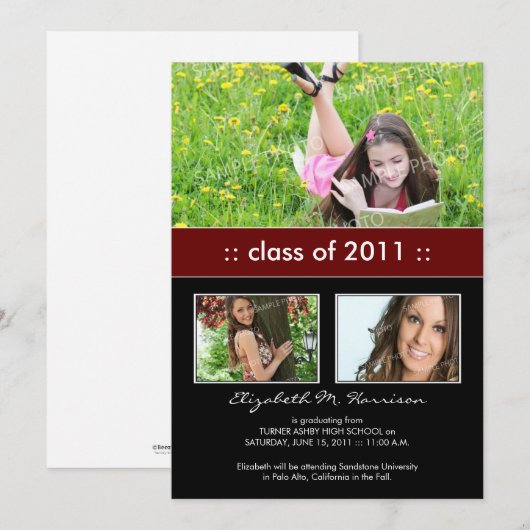 Foto Trio Custom Abschluss Ankündigung (Märchen) (Vorne/Hinten)