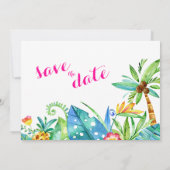 Foto Tropical Beach Berry Pink Aquamarin Blue Flor Save The Date (Rückseite)